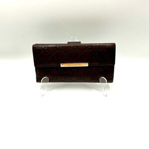 Gucci Guccissimo Dark Brown Margaux Calfskin Continental Wallet #547